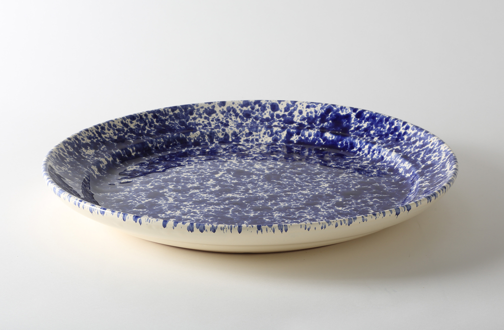Blue on Cream Splatterware 20.75 Inch Platter
