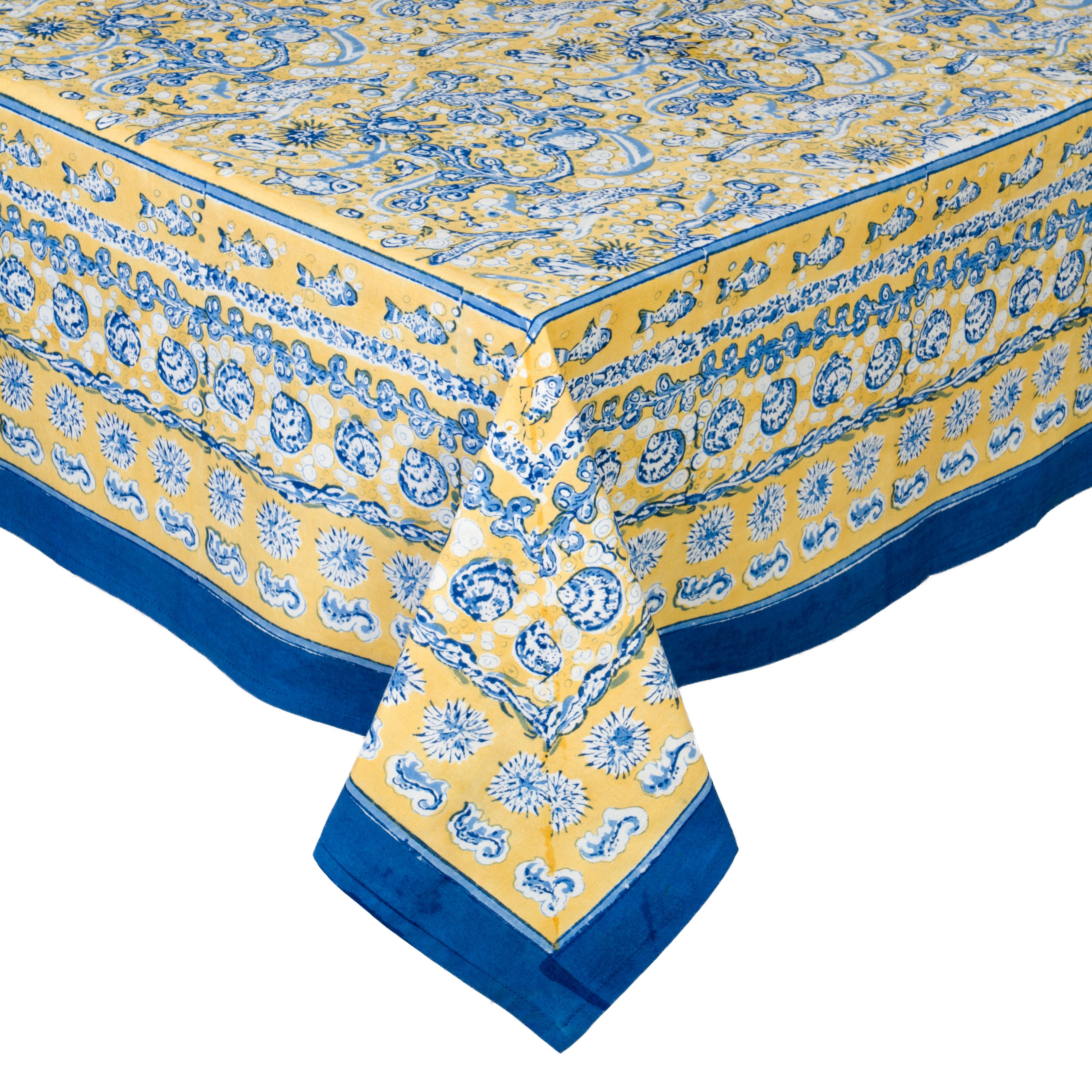 La Mer Tablecloth in Blue & Yellow