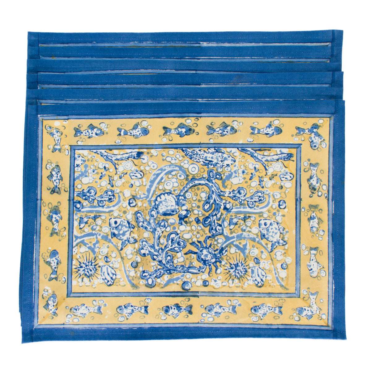 La Mer Mats in Blue & Yellow, Set of 6