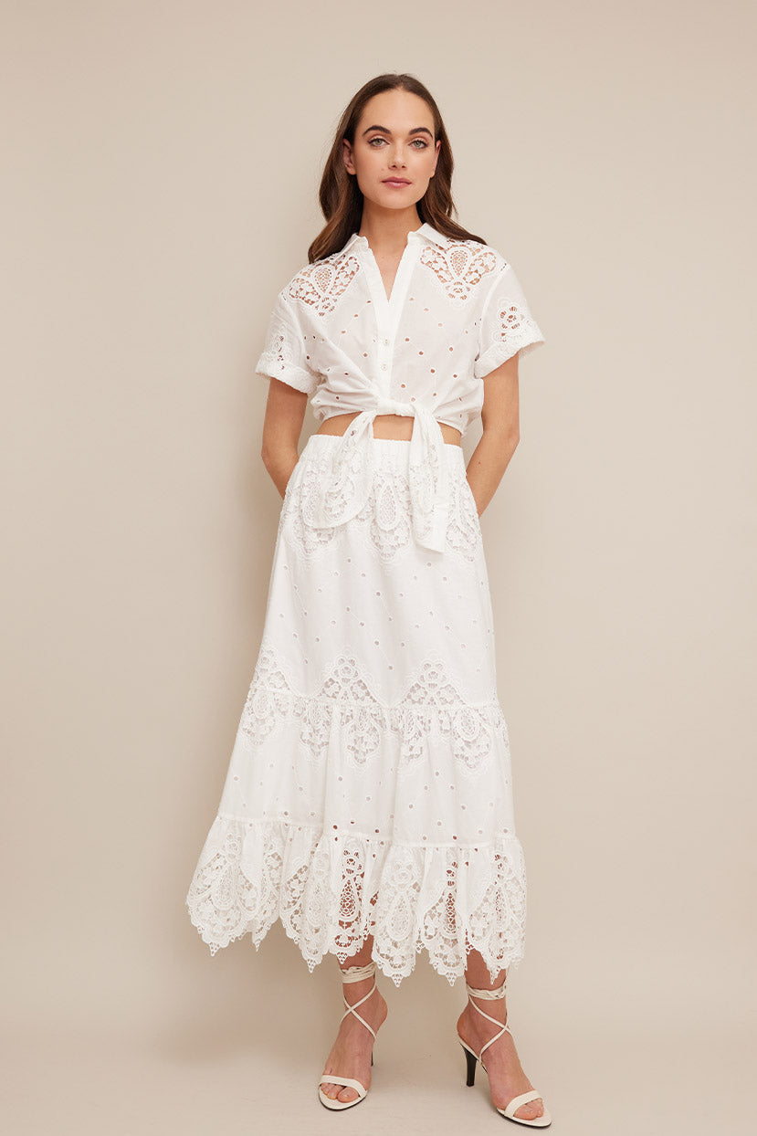 Asbury Top in White Embroidered Eyelet