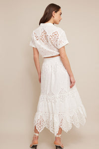 Chase Skirt in White Embroidered Eyelet