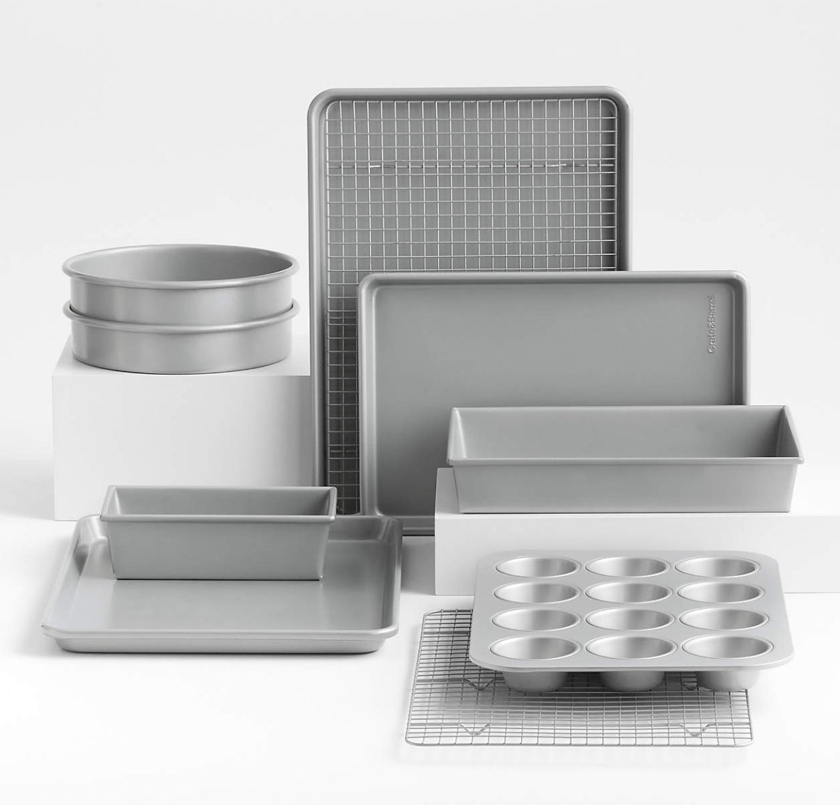Crate & Barrel Silver 10-Piece Non-Stick Bakeware Set
