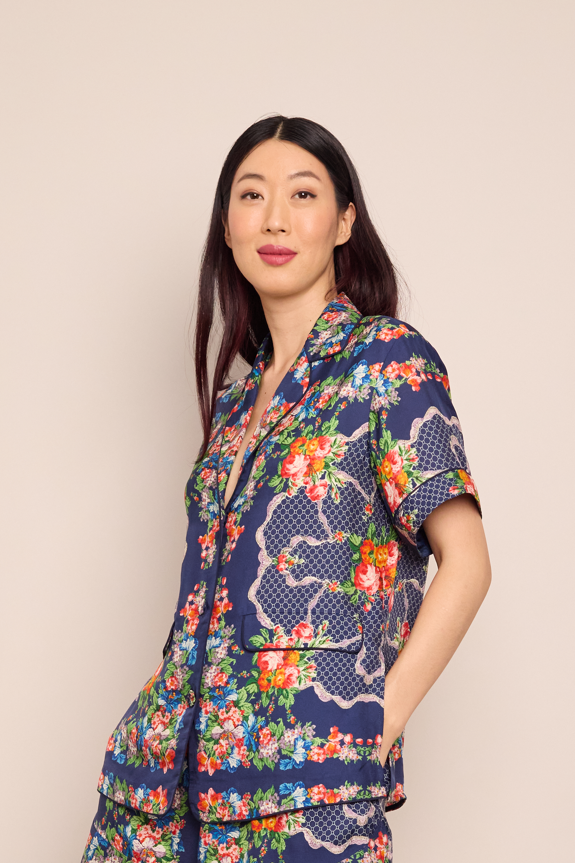 Portofino Top in Gemma Scarf Navy