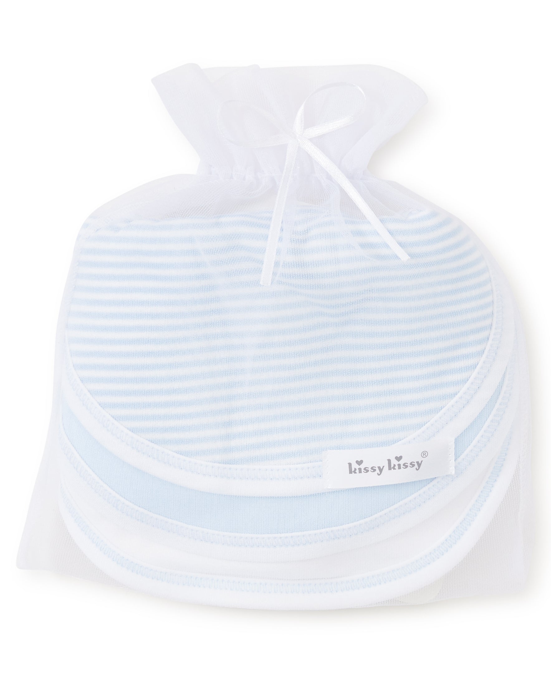 Blue Stripe 3 Pack Bib Set w/ Tulle Bag