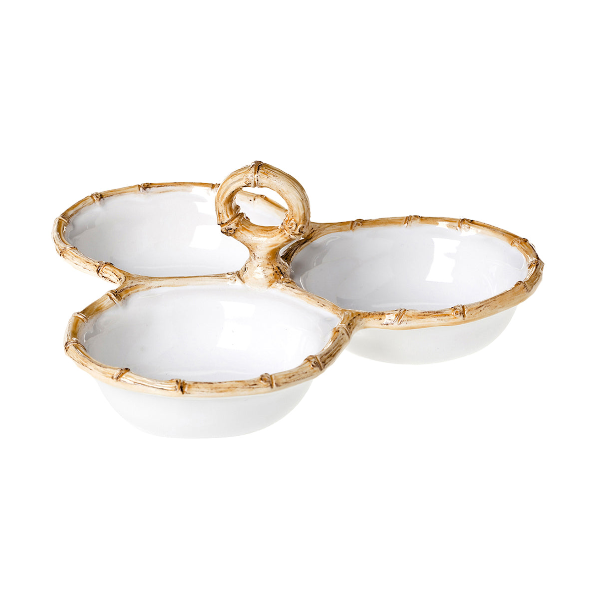 Bamboo Triple Bowl Server