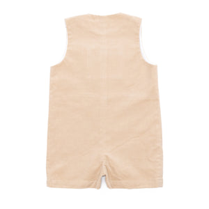 Henry Duvall Oliver Overalls in King’s Way Khaki Corduroy, classic toddler boys fall outfit with relaxed fit, perfect for layering with Peter Pan shirts or coordinating sibling looks