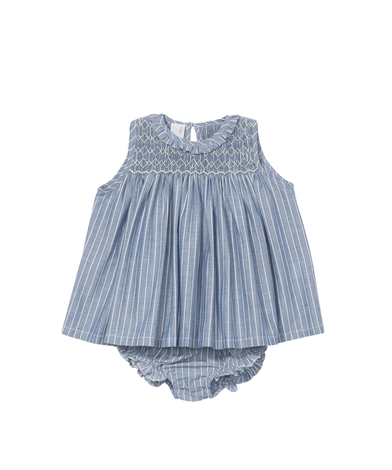 Nora Baby Dress in Chambray Stripe