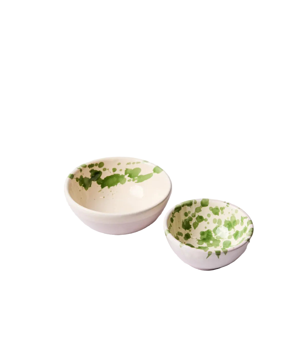 Montegranaro Green & White Splatterware Oil & Salt Dish Set