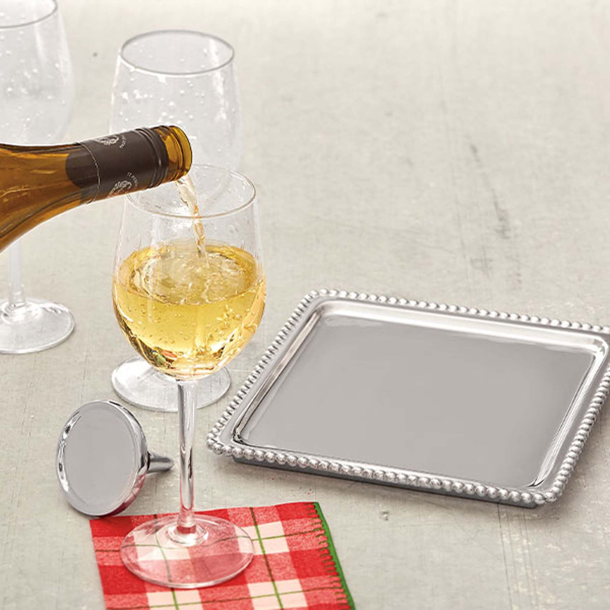 Pearled Square Platter-Platters-|-Mariposa