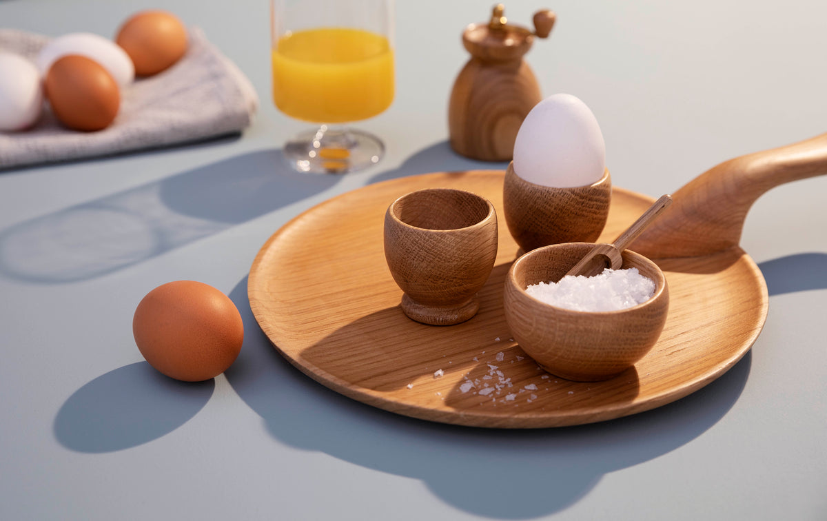 Egg Cup in Oak, Set of 2