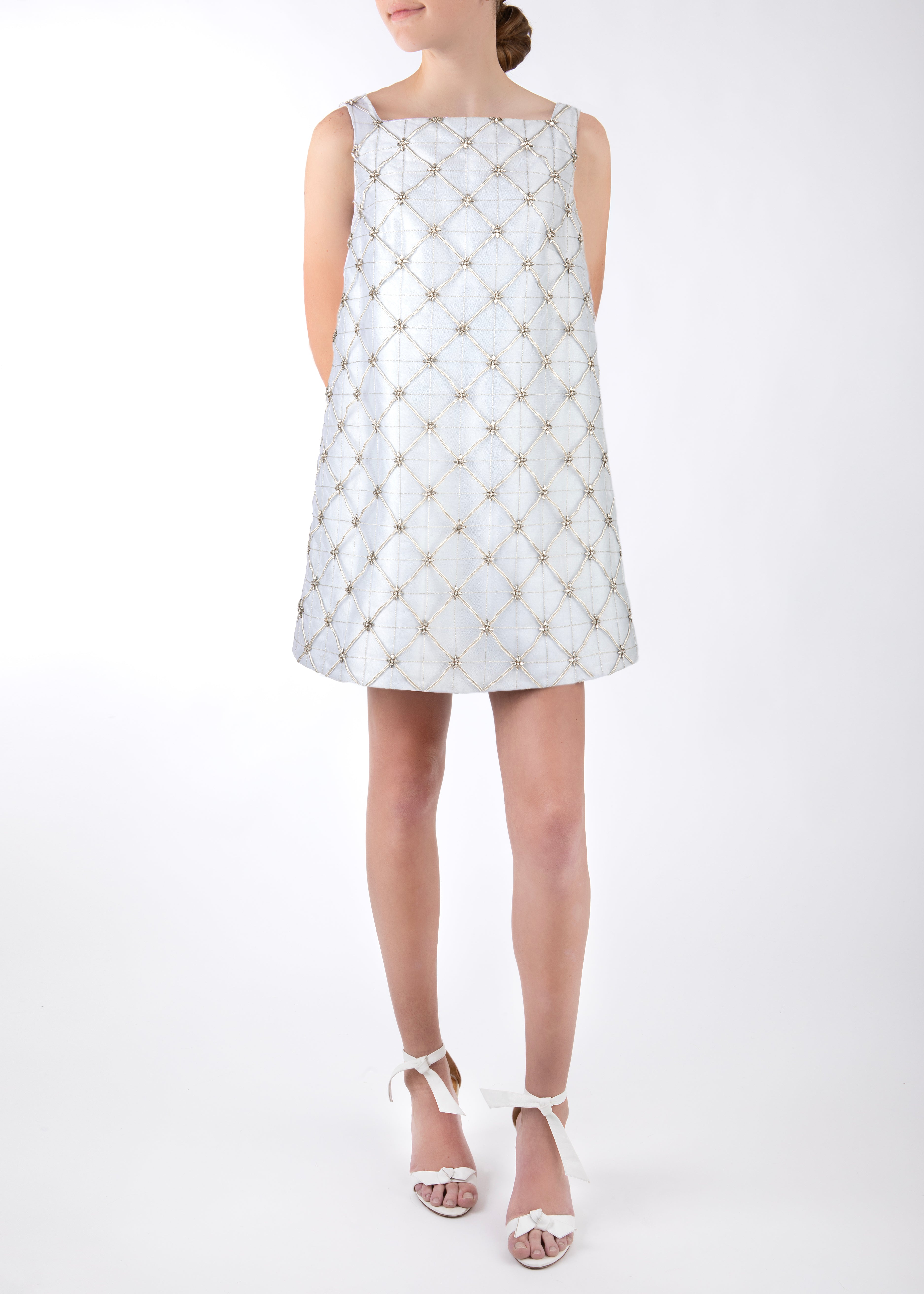 OTM Exclusive: Beau Crystal Lattice Dress in Ice Blue