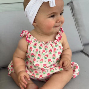 Baby Geranium Block Print Weezie Bubble in Pink
