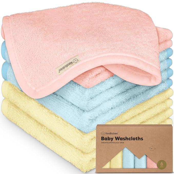 6-Pack Baby Washcloths - Soft Viscose from Bamboo Washcloth, Baby Wash Cloths for Newborn, Kids, Bath Baby Towels, Face Towel, Face Cloths for Washing Face (Candy Pop)