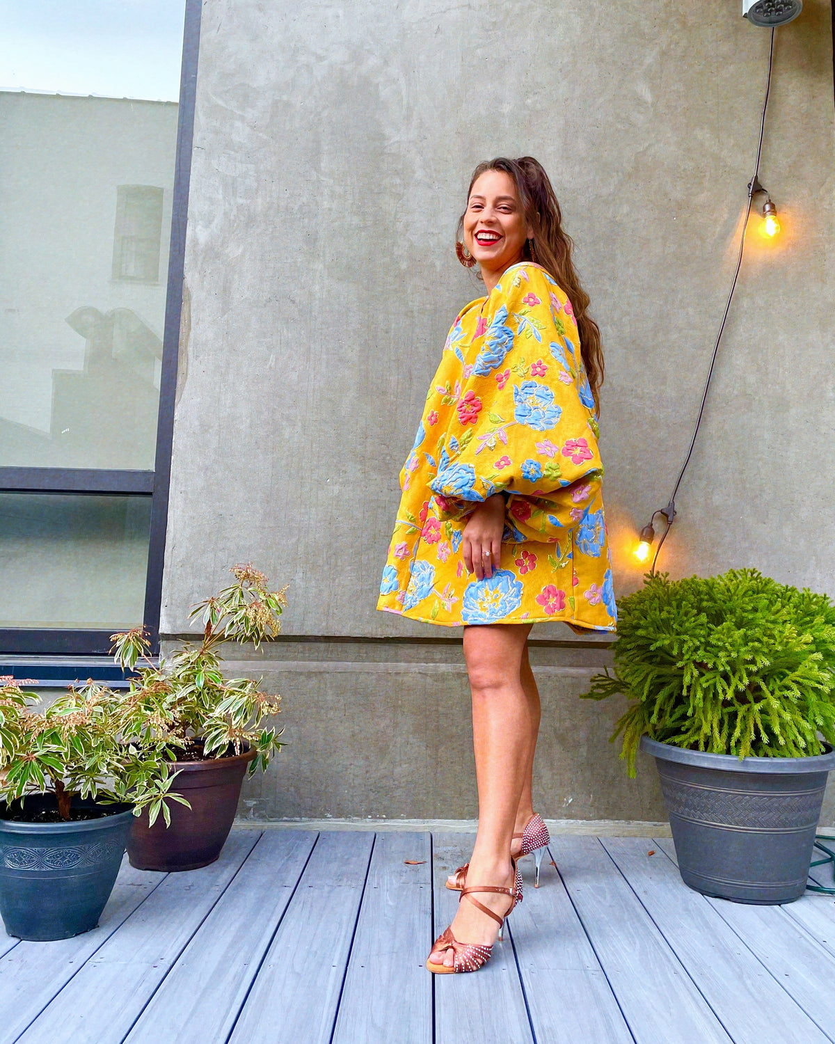 Yellow Jacquard Good Luck Dress - Arianne Elmy
