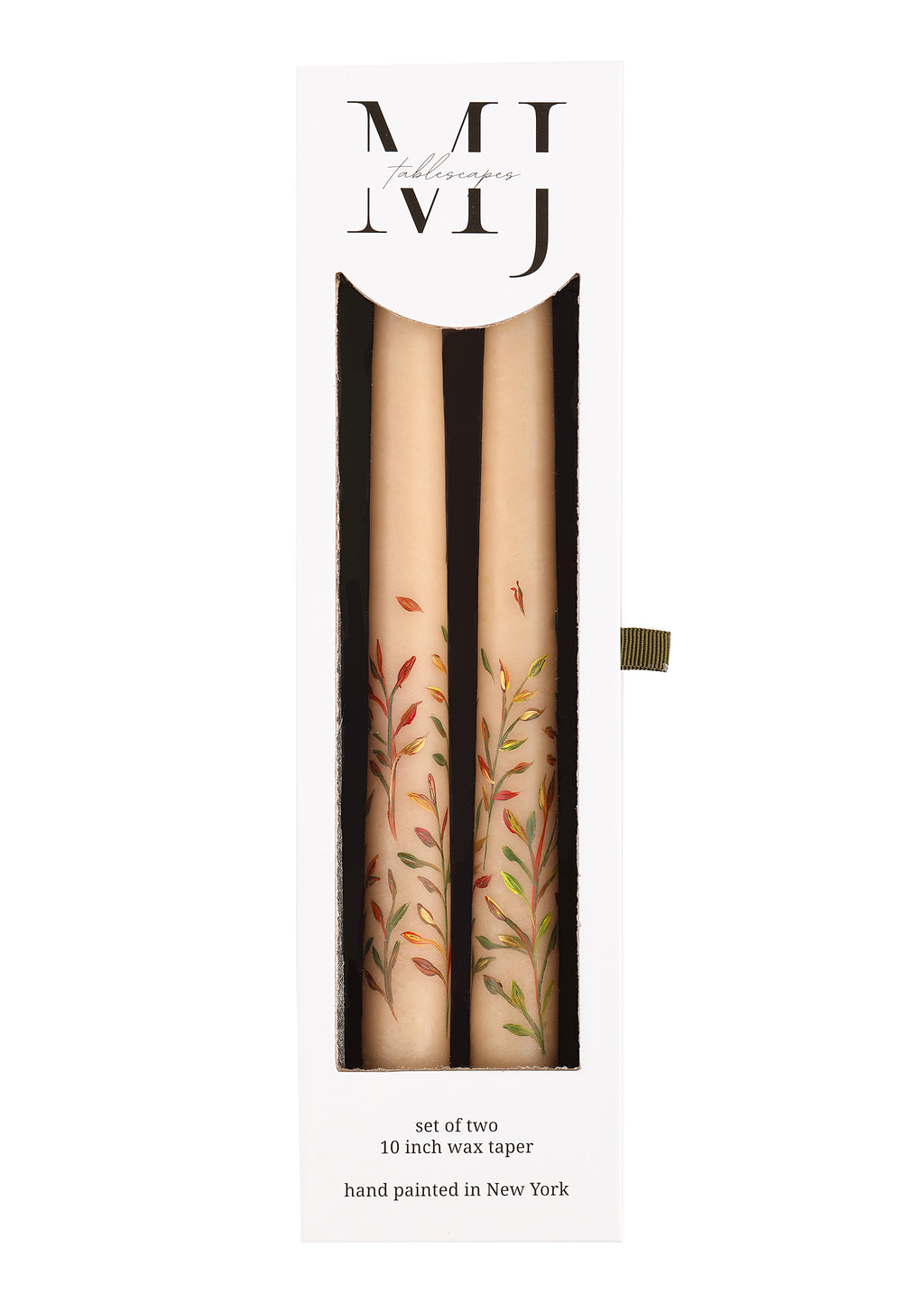 Ivory Fall Leaves Taper Candles, Set of 2