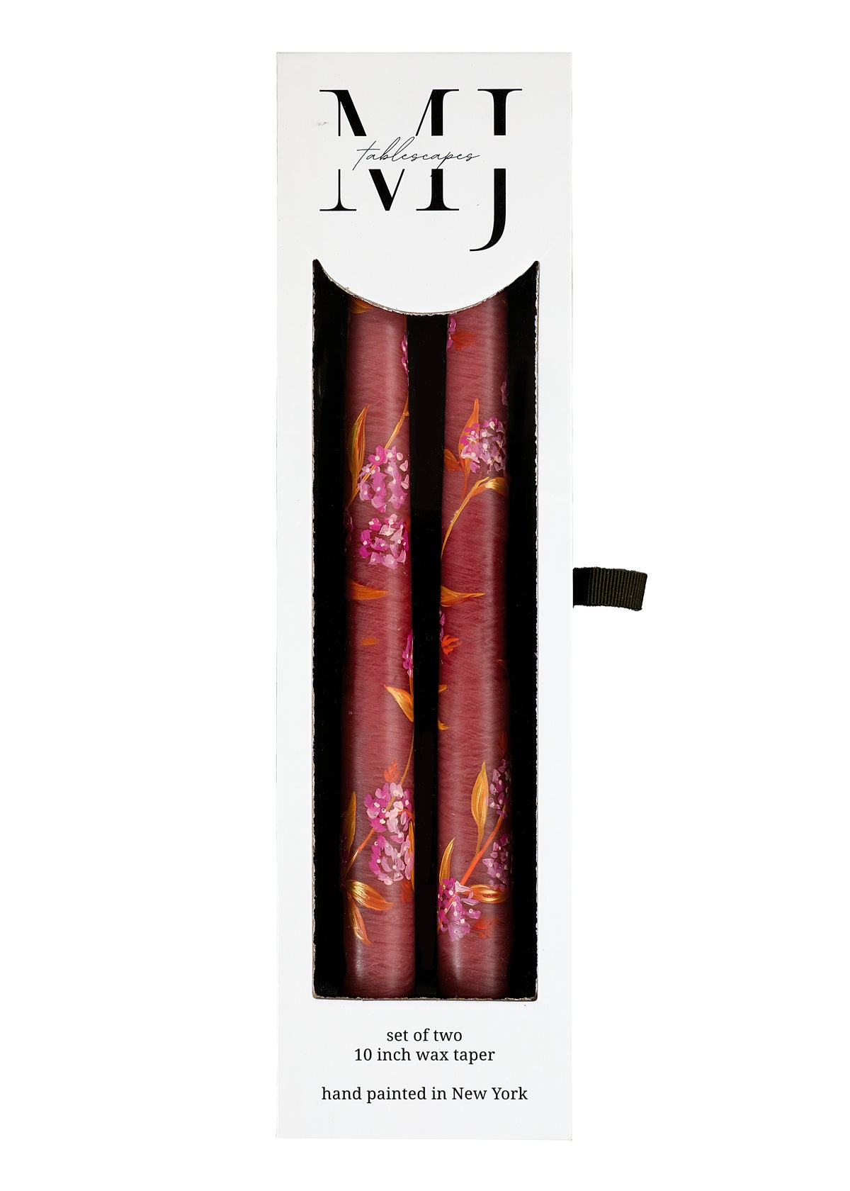 Rose Hydrangea and Foliage Taper Candles, Set of Two
