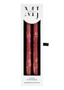 Rose Hydrangea and Foliage Taper Candles, Set of Two