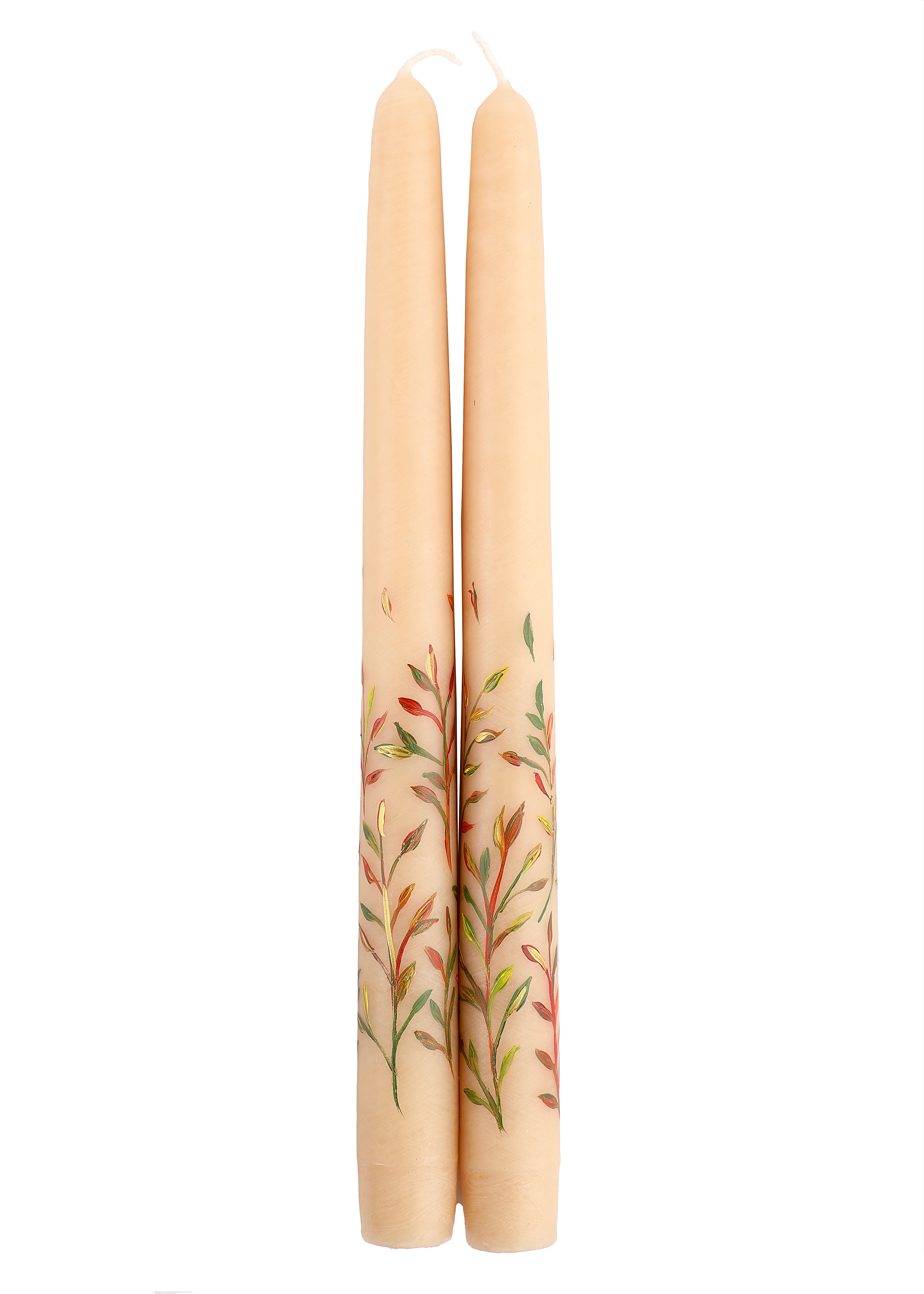 Ivory Fall Leaves Taper Candles, Set of 2
