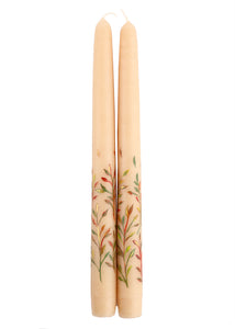 Ivory Fall Leaves Taper Candles, Set of 2