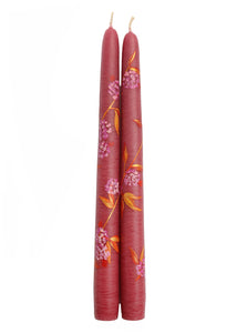 Rose Hydrangea and Foliage Taper Candles, Set of Two