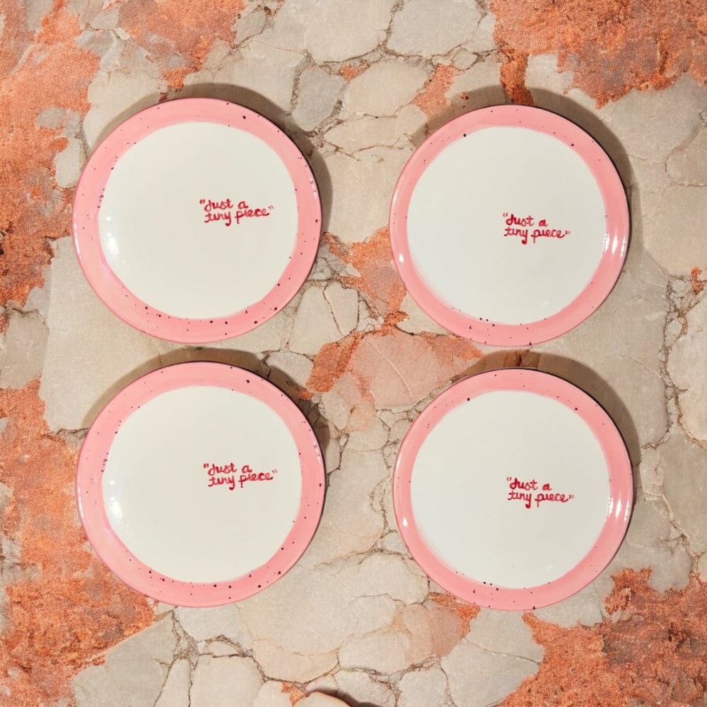 Hand-painted “Just a Tiny Piece” Tiny Plates, Set of 4