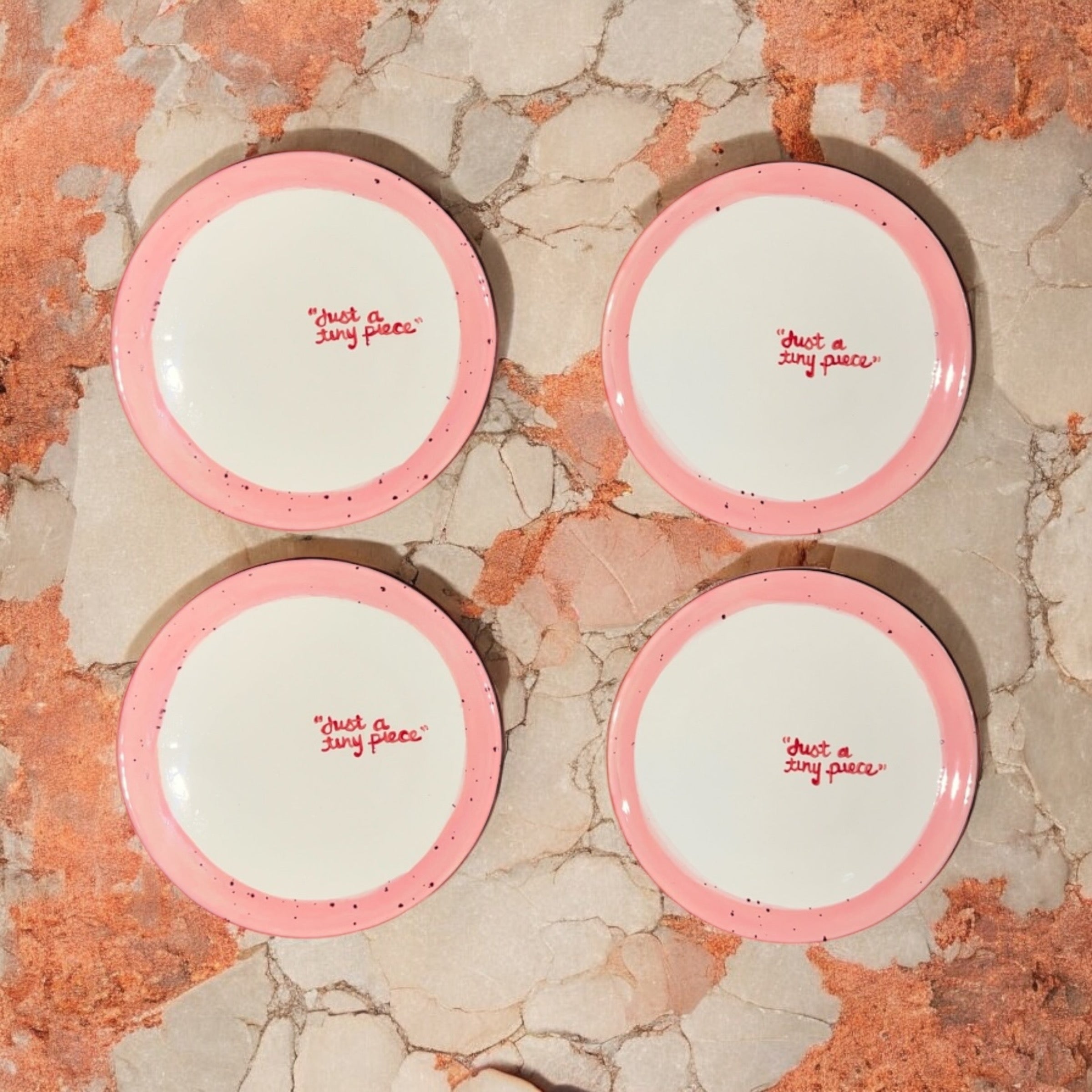 Hand-painted “Just a Tiny Piece” Tiny Plates, Set of 4