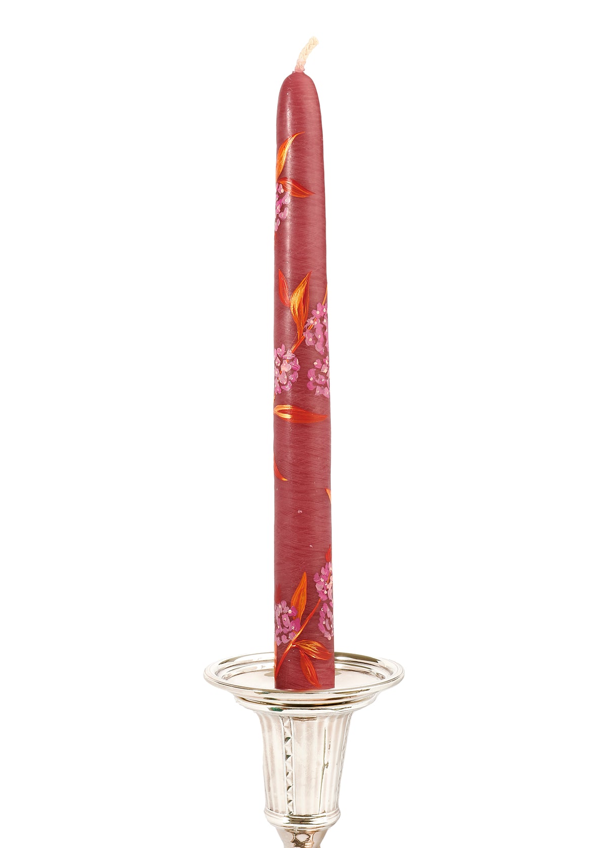 Rose Hydrangea and Foliage Taper Candles, Set of Two