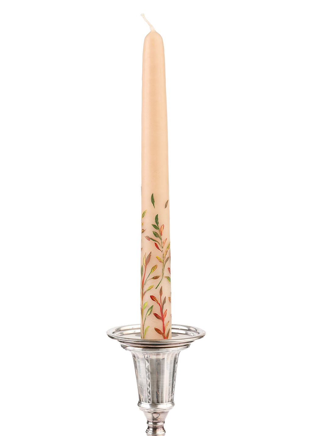 Ivory Fall Leaves Taper Candles, Set of 2