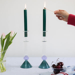 Martini Glass Candlestick in Teal