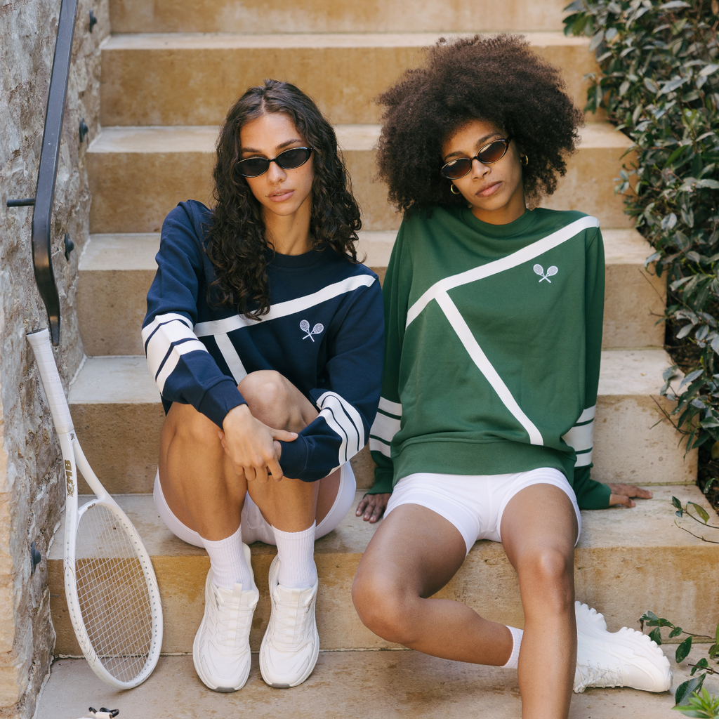 Elle Sweatshirt - Tennis Lines in Green