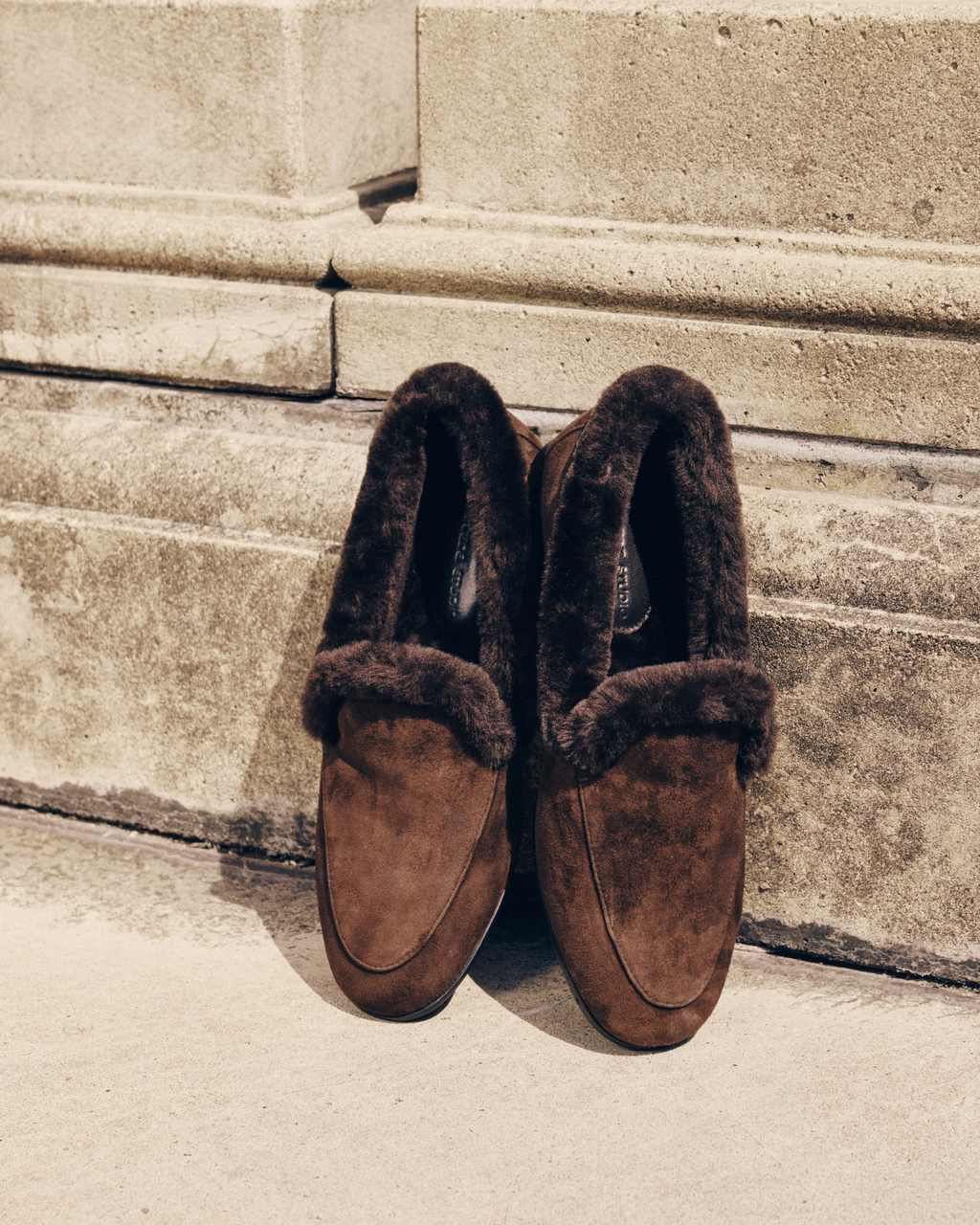 Zora Loafer in Dark Brown Suede / Wool Shearling