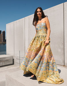 Nereida Dropwaist Gown in Gilded Marble