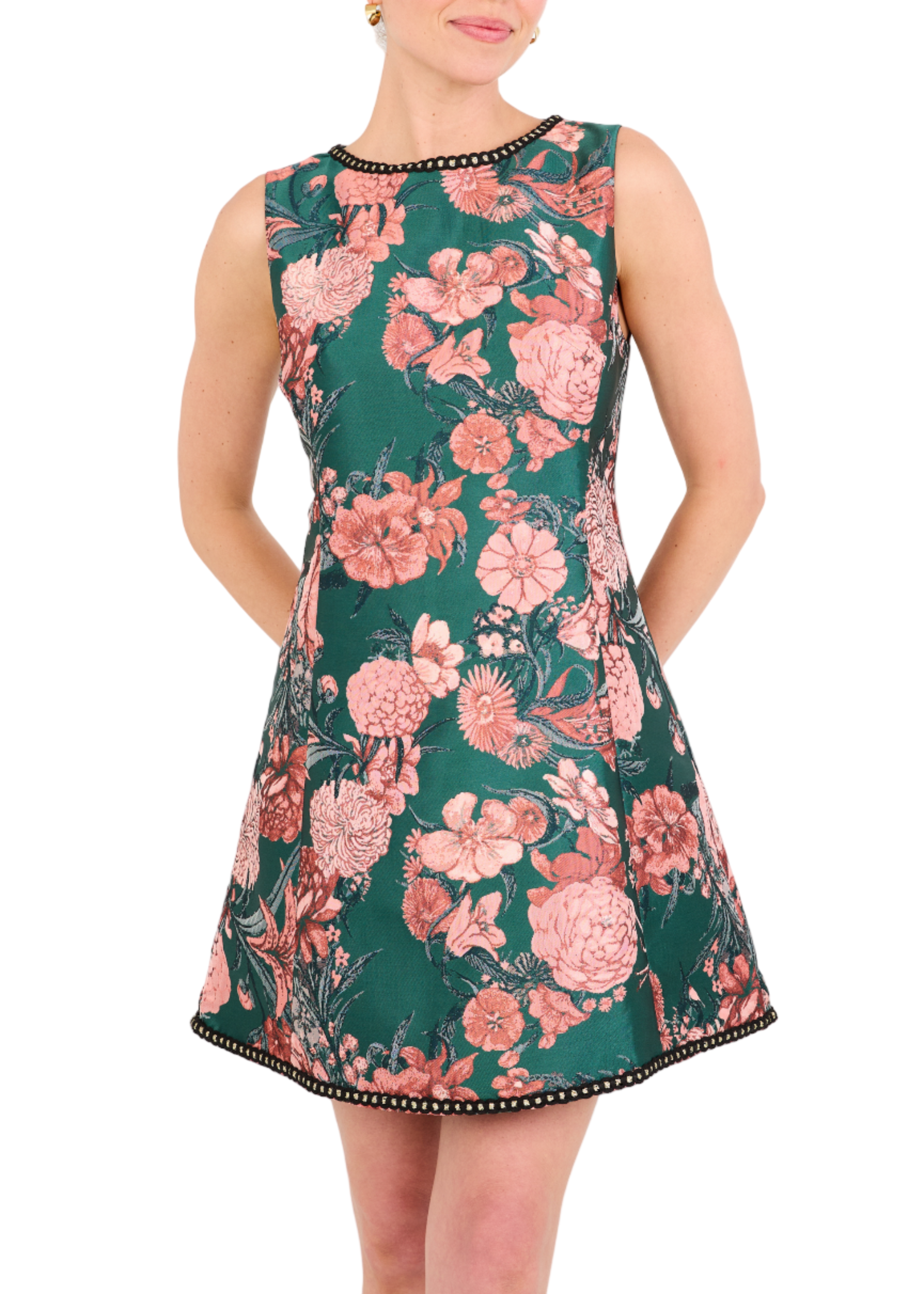 Avery Dress in Forest Mum Jacquard