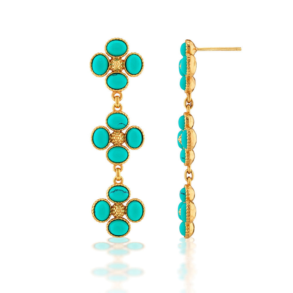 Berry Clover Linear Earrings in Turquoise
