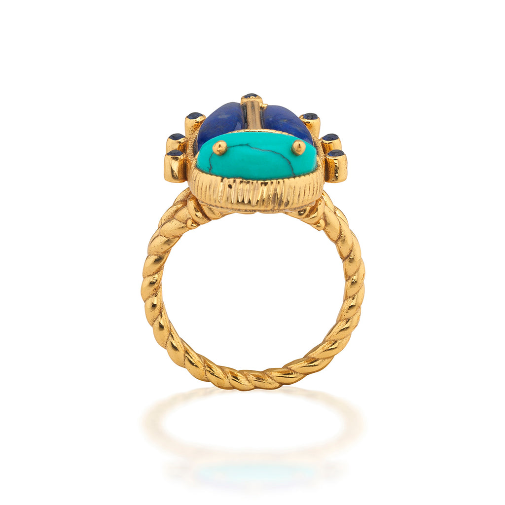 Scarab Grande Ring in Turquoise/Lapis