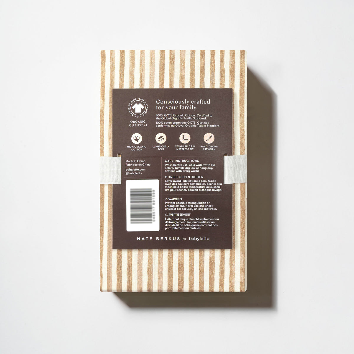 Crib Sheet in GOTS Certified Organic Brushed Cotton by Nate Berkus in Autumn Stripe
