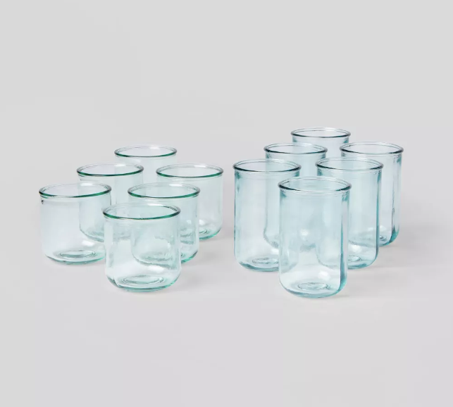 12pc Glass Potomac Double Old-Fashioned Assorted Tumbler Set - Threshold™: Recycled Glassware Set, Dishwasher-Safe