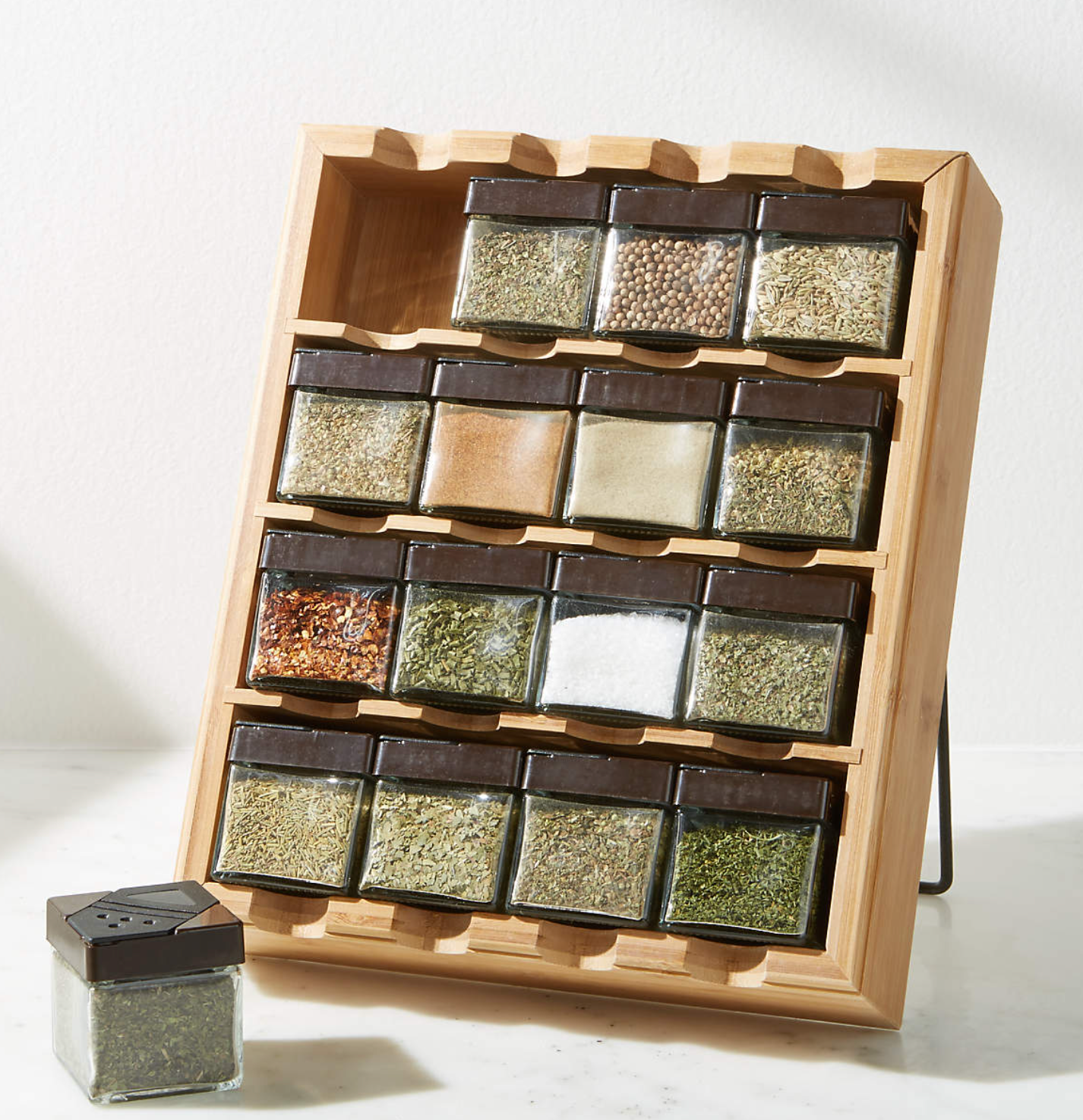 16-Cube Bamboo Spice Rack