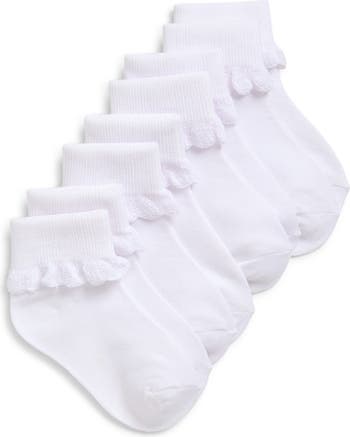 4-Pack Scallop Cuff Ankle Socks
