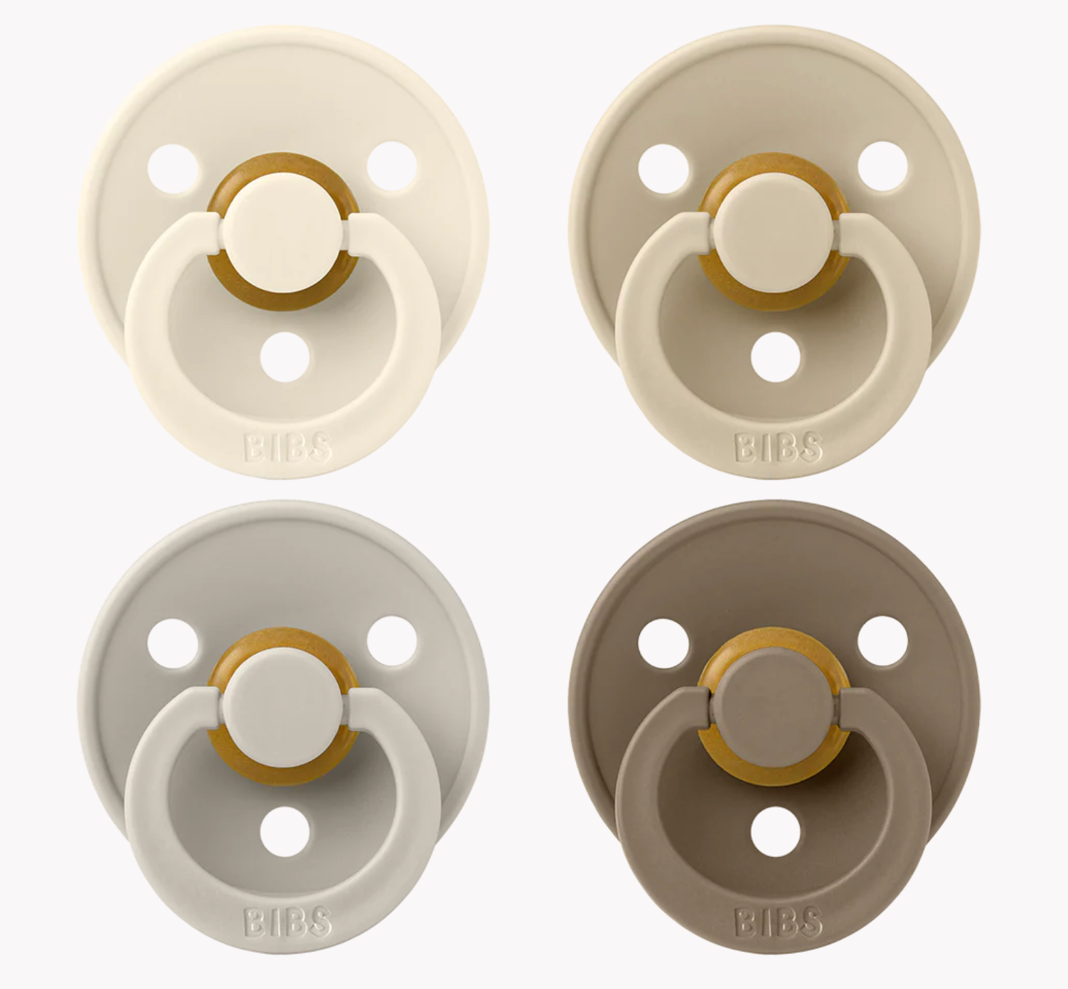 Colour Pacifiers 4 Pack - Ivory/Sand/Vanilla/Dark Oak