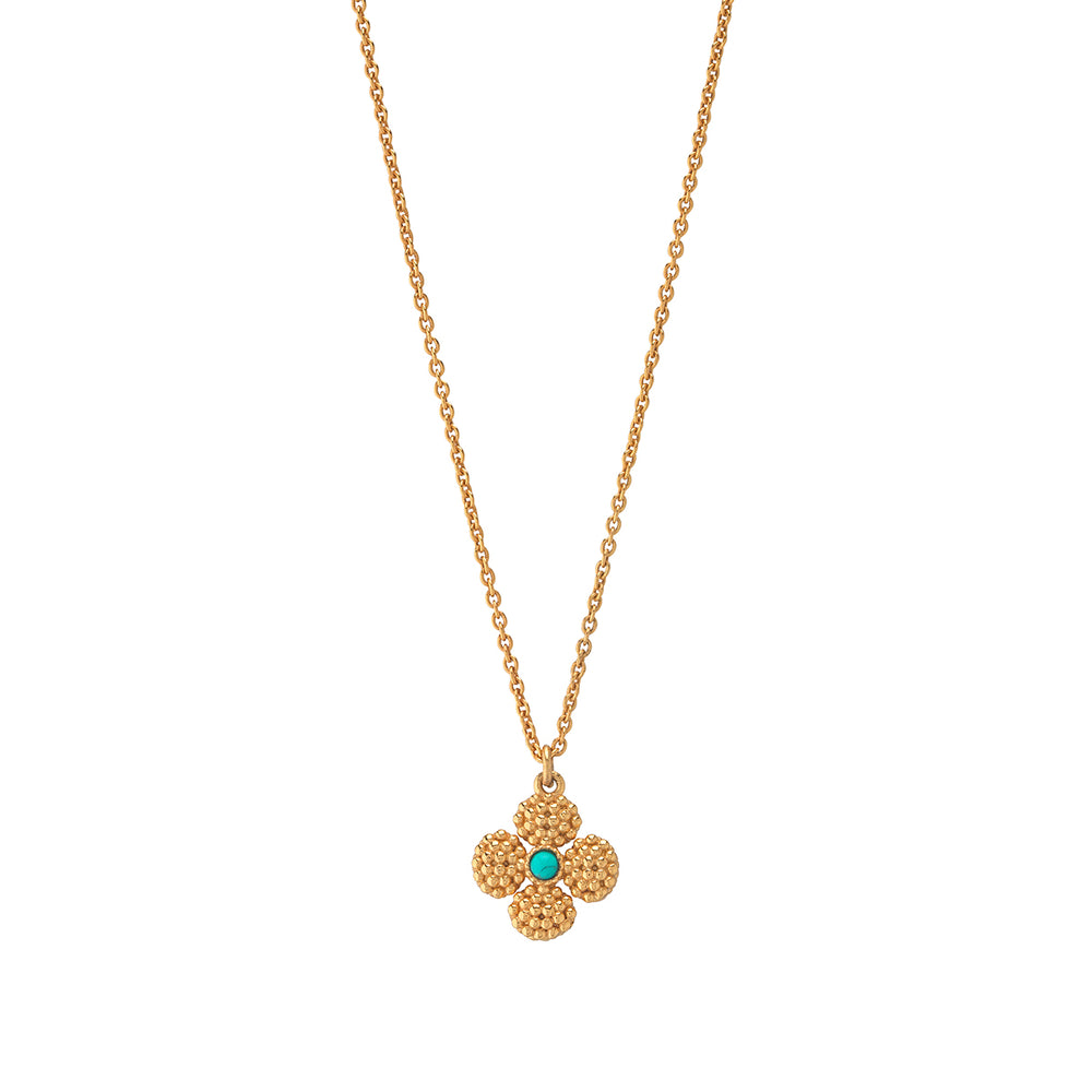 Berry Clover Double Sided Charm Necklace in Turquoise