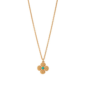 Berry Clover Double Sided Charm Necklace in Turquoise