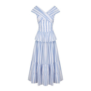 Aurelie Set in Blue & White Stripes