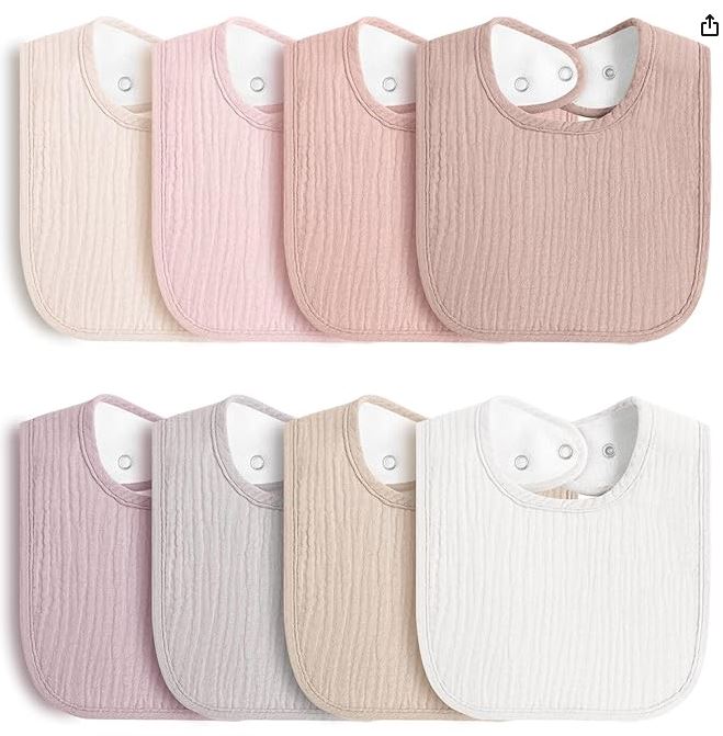 8-Pack Baby Muslin Bibs