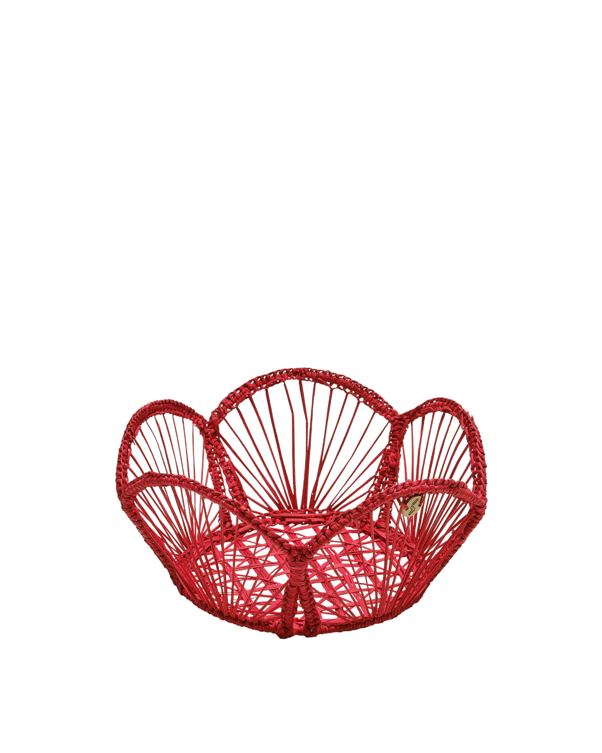 David Hicks Floral Bread Basket in Red