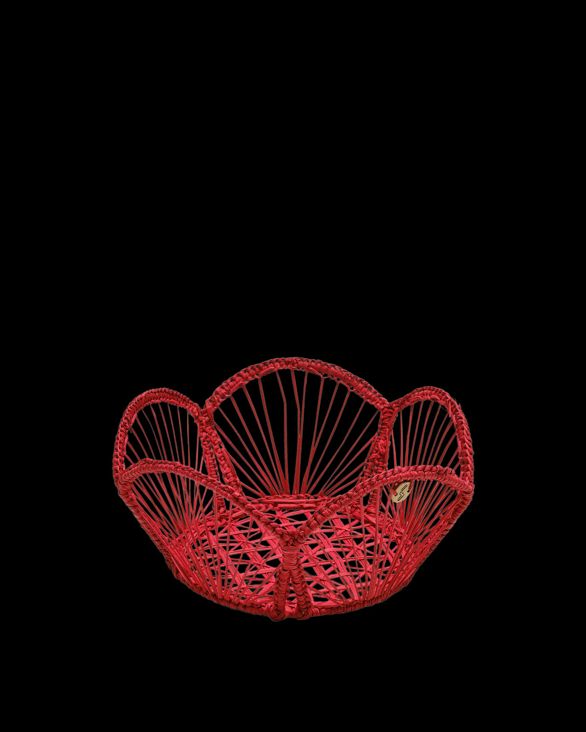 David Hicks Floral Bread Basket in Red