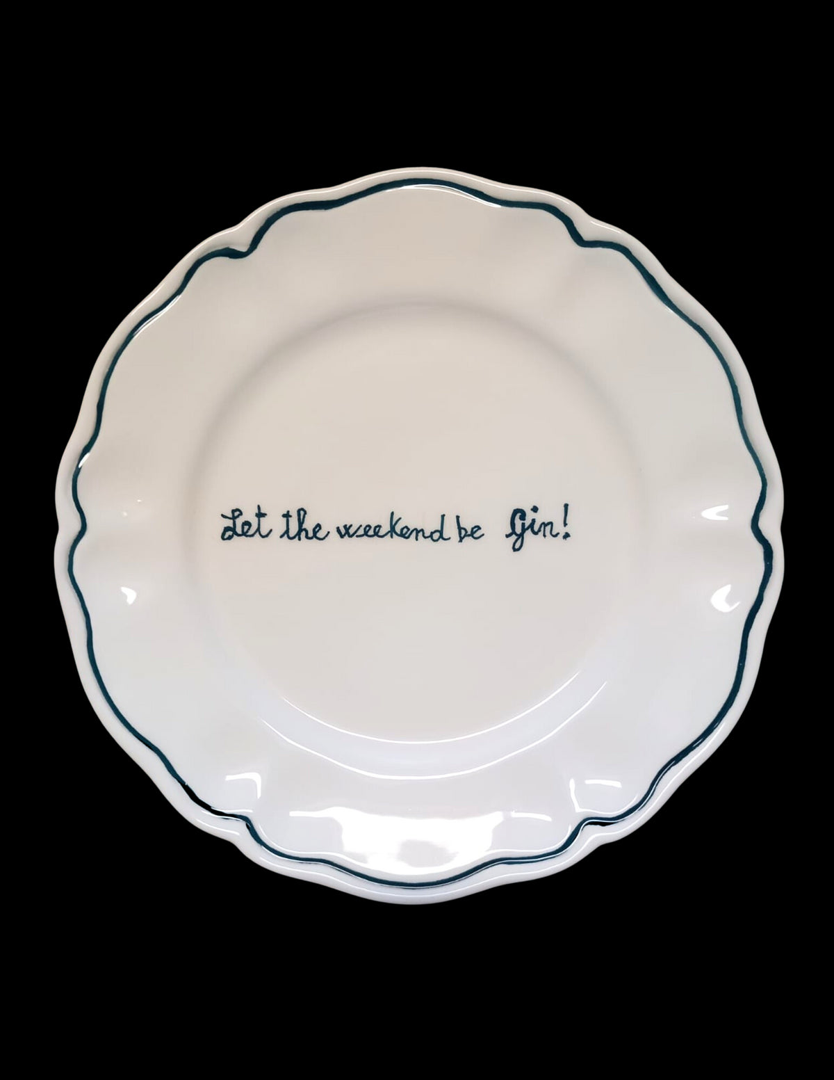 Let the Weekend be Gin Scalloped, Plate Set of 6