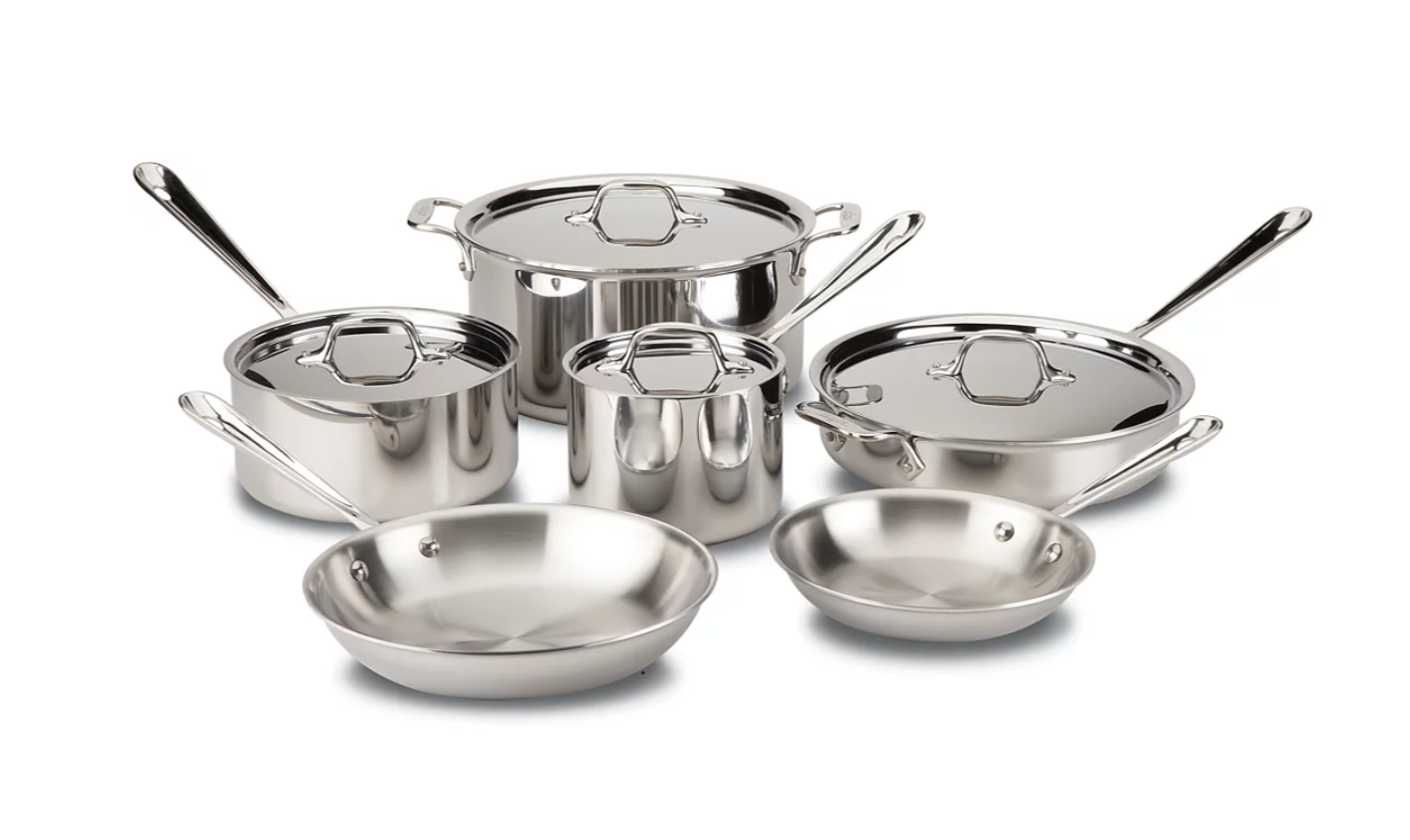 All-CladD3 Stainless Steel 3-Ply Bonded 10-Piece Cookware Set
