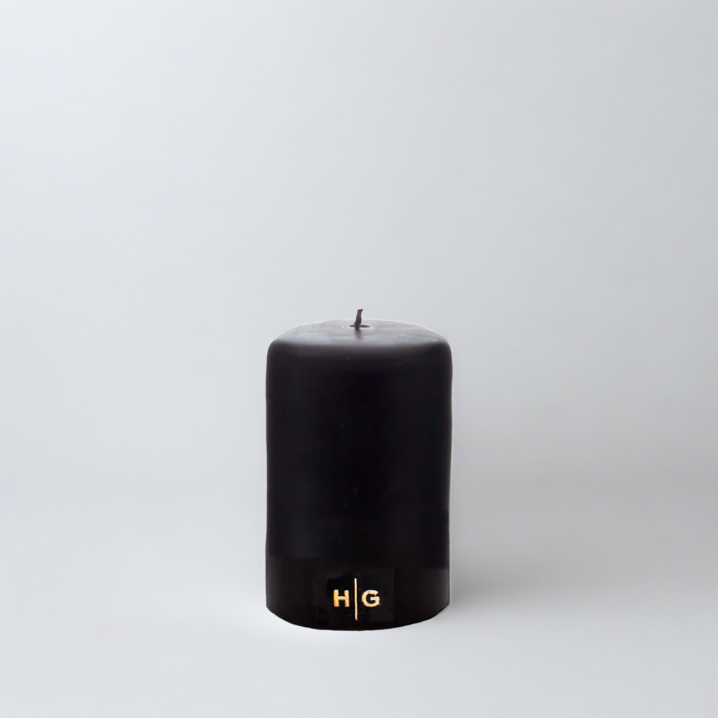 Black Unscented Pillar Candle, 3"x4"