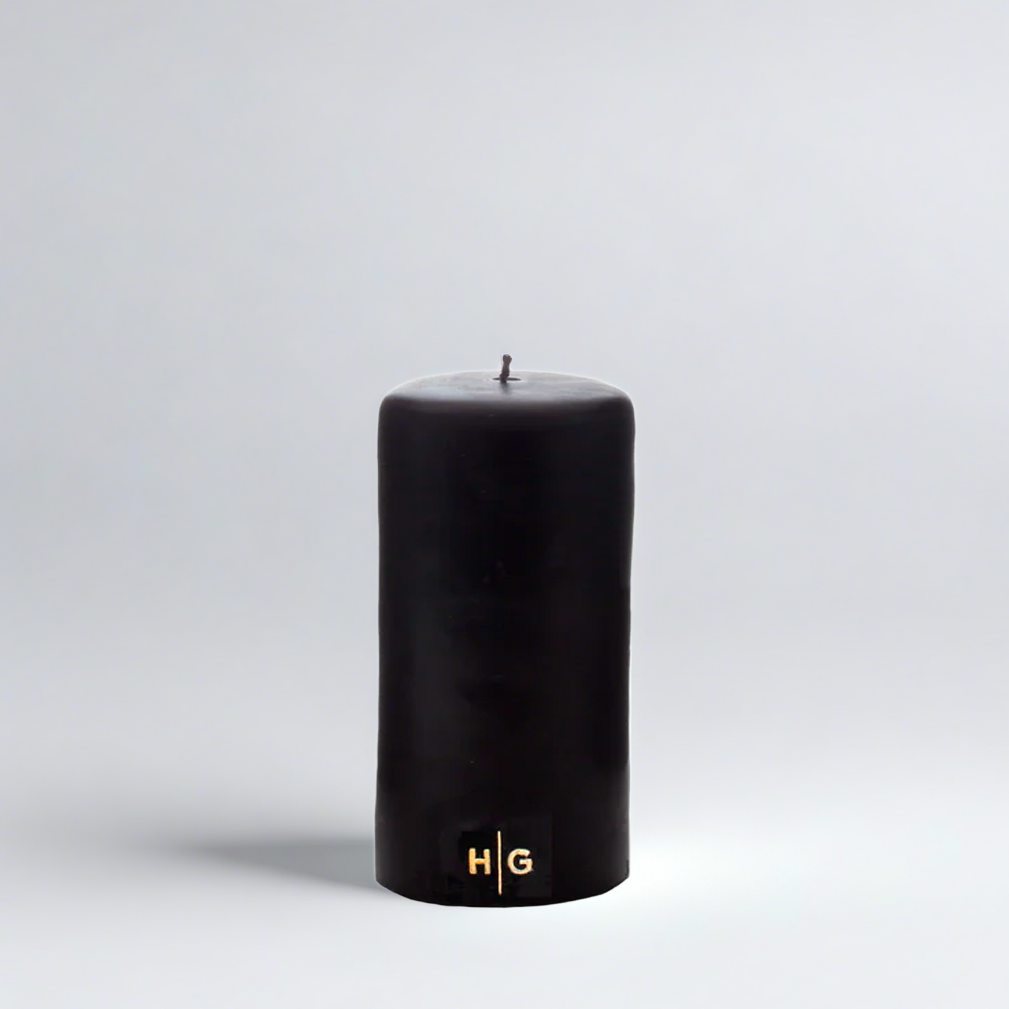 Black Unscented Pillar Candle, 3"x6"